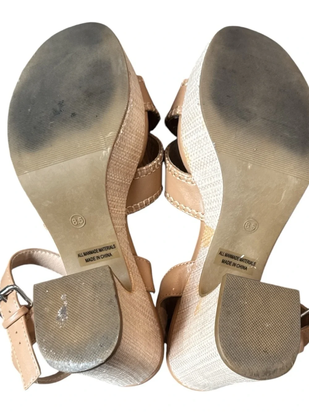 Dolce Vita Womens Size 8.5 Chunky Tan Platform Sandals with Woven Heel Summer